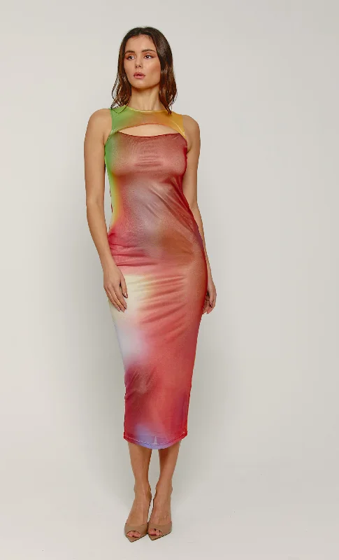 Stylish clothing designed to flatter every woman   Blur Mesh Slash Maxi Dress