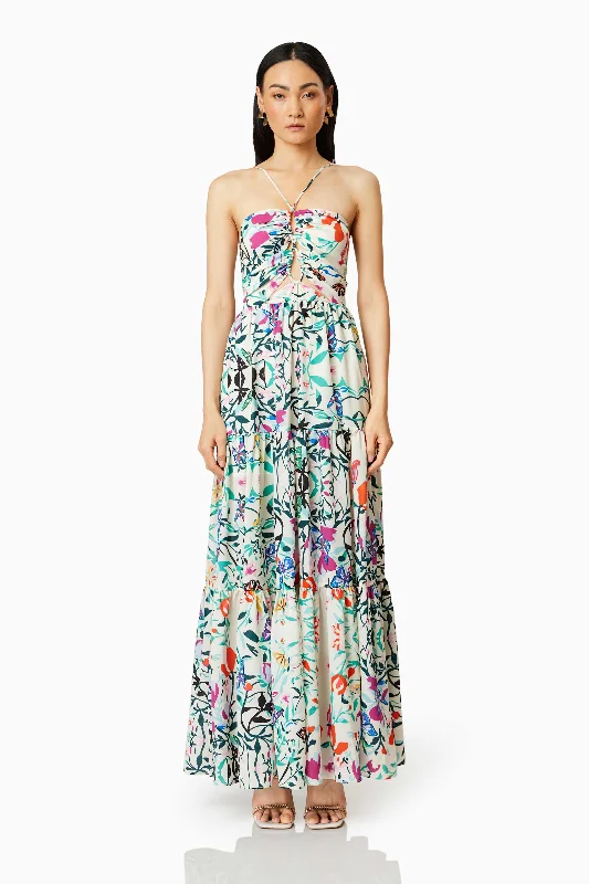 Tradewinds Halter Maxi Dress In Multi