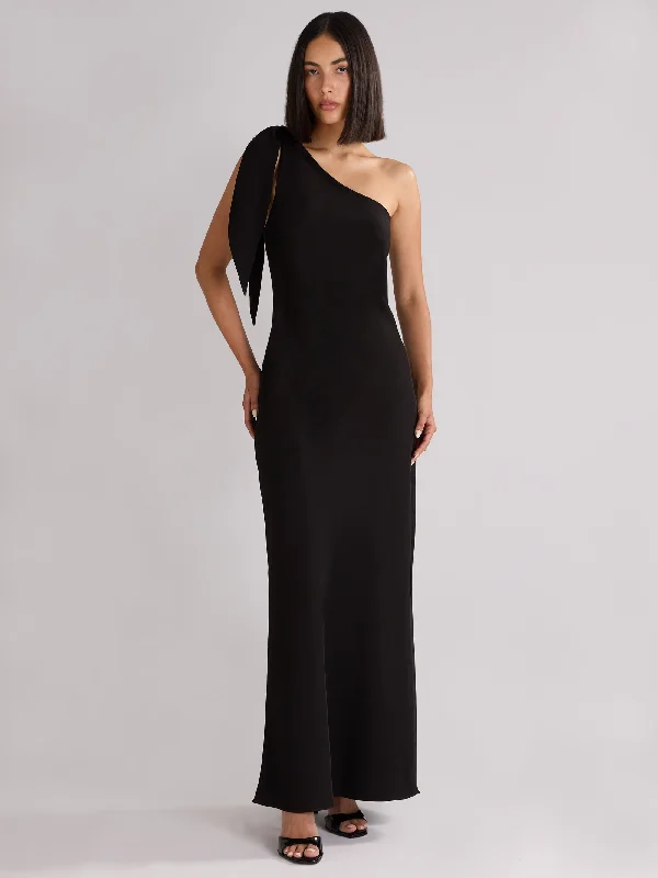 Find your perfect fit with stylish women’s clothing   Charlotte Black Crepe One Shoulder Maxi Dress