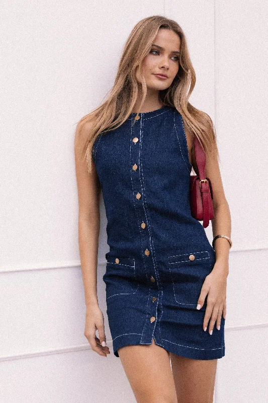 Lisa Mini Dress - Medium Denim