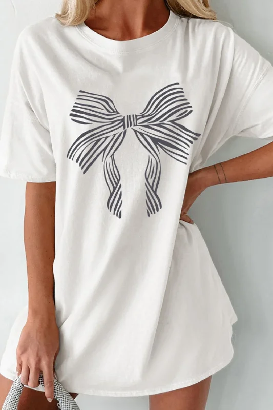 Hot Girl Just A Bow Oversized Cotton Graphic Short Sleeve Tee