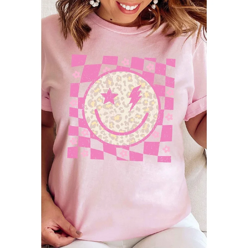 Pink Checkered Leopard T-Shirt