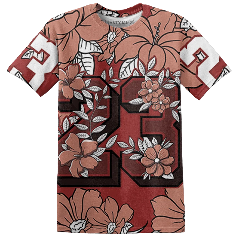 NastyJamz Dune Red 13s T Shirt Match 23 Floral 3D All-Over Print Flower