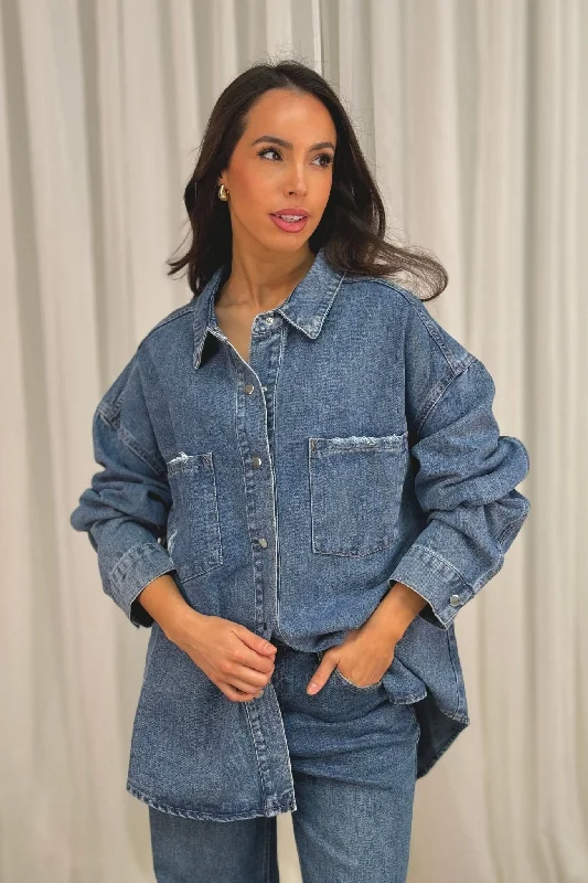 Uncover unique pieces for your perfect wardrobe   Lynne Denim Overshirt In Mid Wash