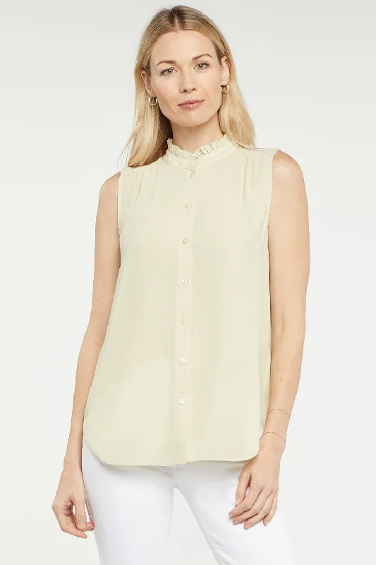 Fashionable clothing to fit every body type   Sleeveless Ruffle Neck Blouse - Butter