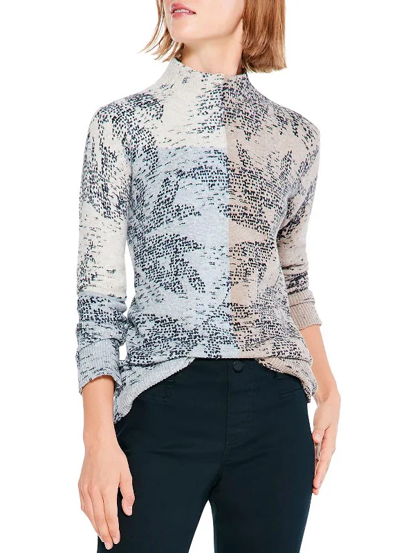 Cozy Up Womens Mock Neck Printed Pullover Sweater