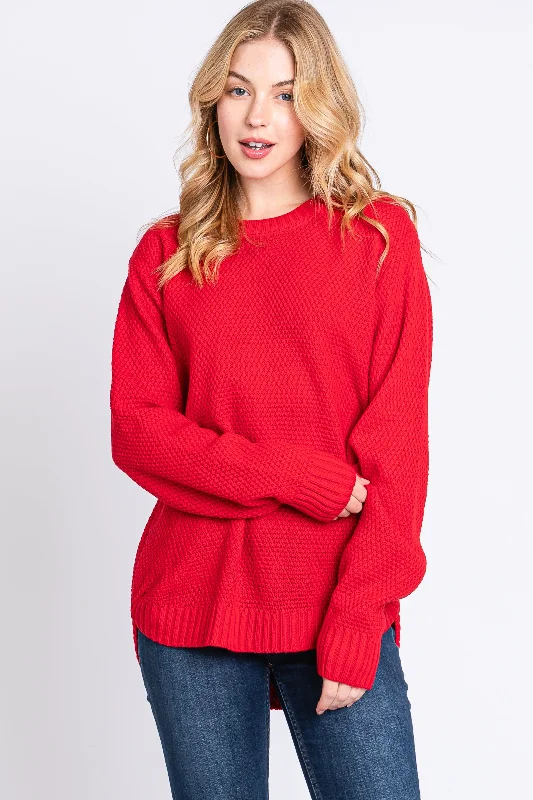 Red Knit Pullover Sweater