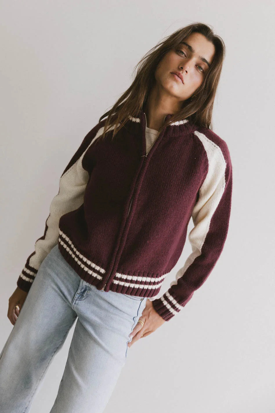 Sebastian Knit Jacket in Burgundy