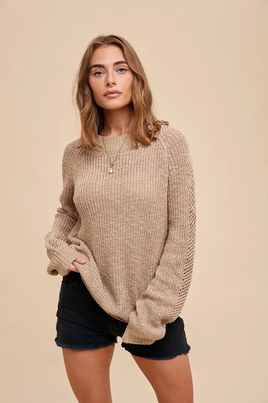 Taupe Open Knit Sweater