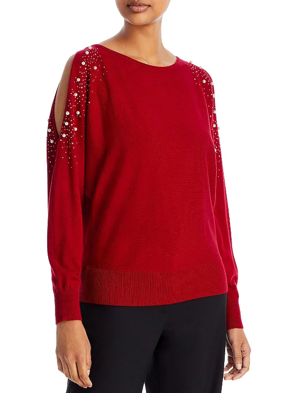 Womens Rhinestones Viscose Pullover Sweater