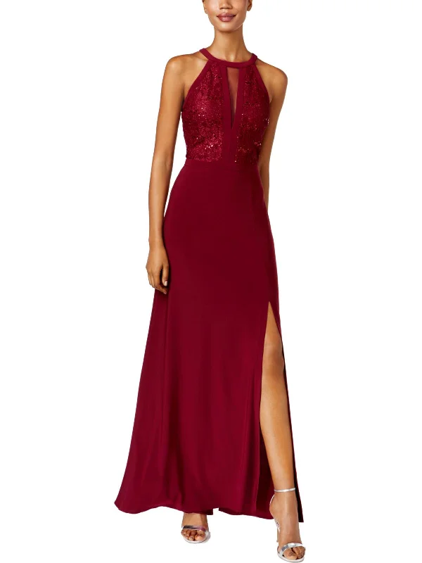 Versatile fashion for every type of woman   Womens Floral Lace Sparkle Halter Dress