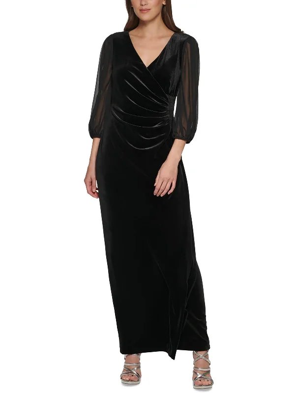 Essential women’s clothing for every season   Womens Velvet Chiffon Sleeve Evening Dress