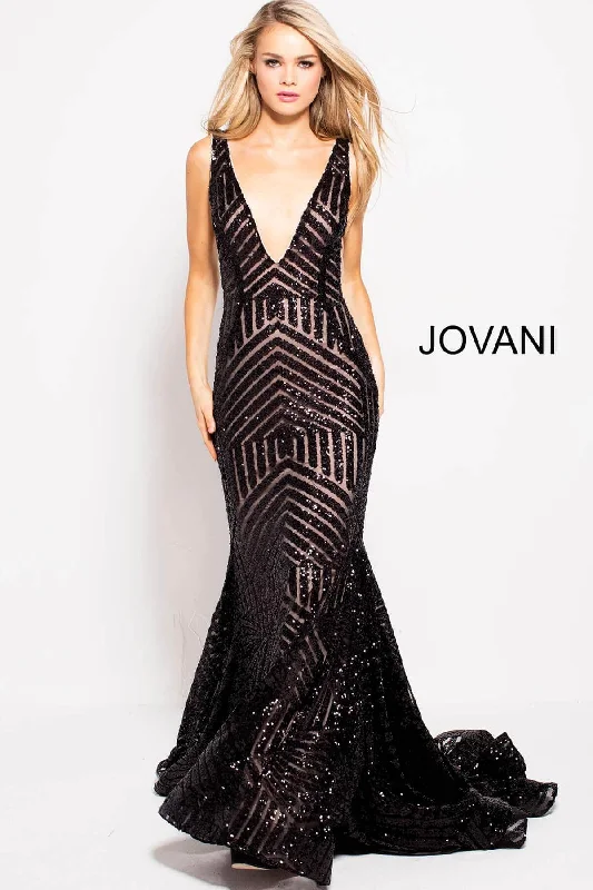 Elevate your style with fashionable women’s clothing   Jovani - Sequined Plunging Gown 59762SC