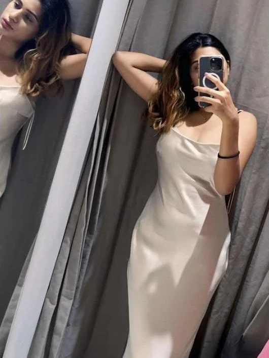 Sleek and sophisticated fashion for modern women   Spaghetti Strap Satin Back Cutout Dress